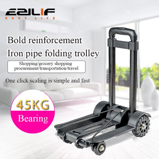 2/4 Wheeled Small Truck with Foldable Pull Rod, Portable Shopping Cart, Household Grocery Cart, Small Pull Cart, Luggage Cart