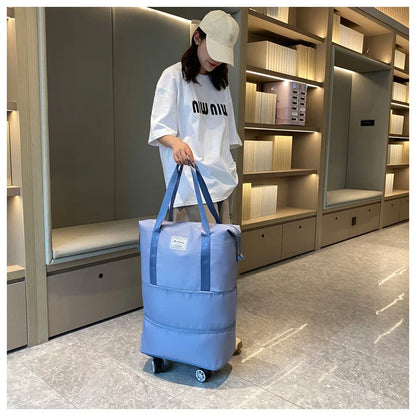 Large Capacity Travel Bag with Spinner Wheels Waterproof Wet Dry Separation Expandable Luggage for Students Business Maternity
