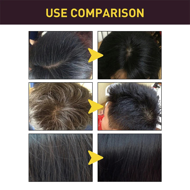2pcs Black Hair Colouring Shampoo Natural Herbal Essence 3 in 1 Colouring Shampoo Clean Dandruff Removing for Covering White