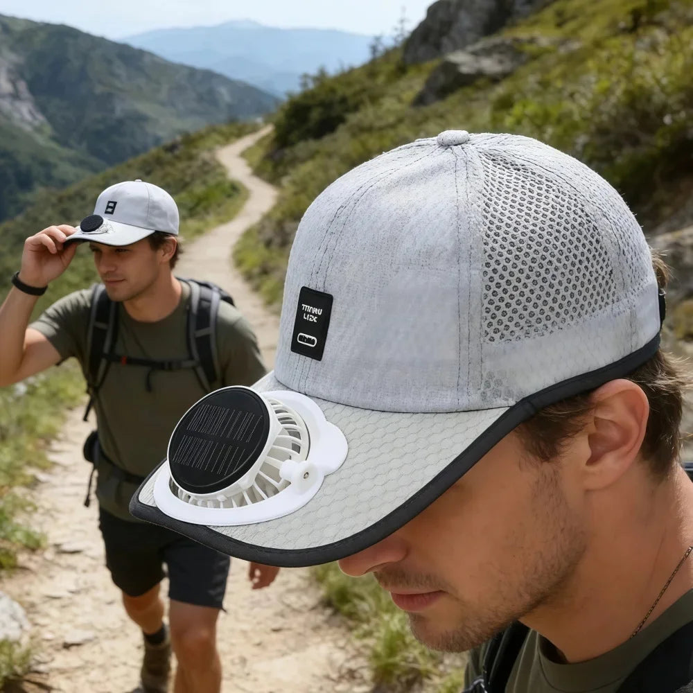 Solar Powered Fan Hat Cooling Baseball Hat Fishing Camping Beach Hats with Solar Fans Summer USB Charging Sun Hats for Men Women