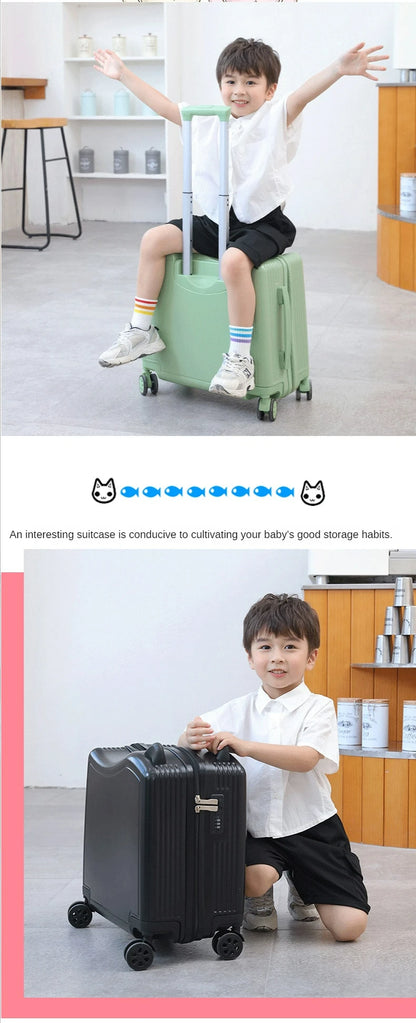 Kids Luggage Lovely Travel Suitcase on Spinner Wheels Sit and Ride Children's Travel Bag Password Carry on Trolley Luggage Bag