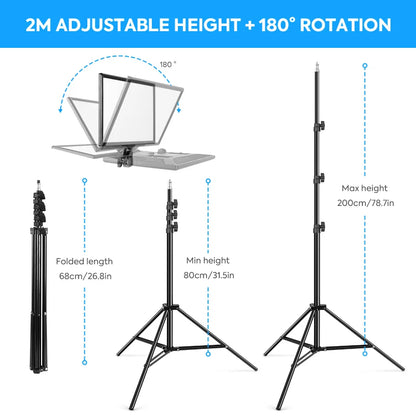 17"/43cm Led Video Lamp Panel Display CRI 95+ Photography Lighting With 2M Stand Remote Light For Beauty Makeup Studio Light Set