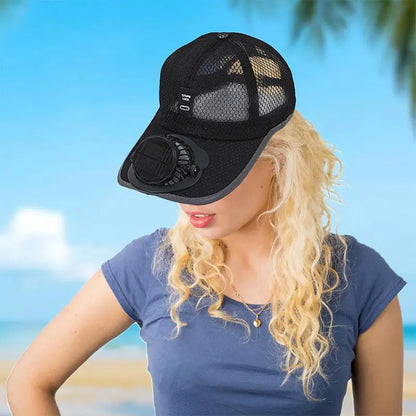 Solar Fan Hat For Men Women Uv Protection Sun Hat With Fan Usb Cooled Outdoor Cap Adjustable Double Face Shield Summer Space Hat