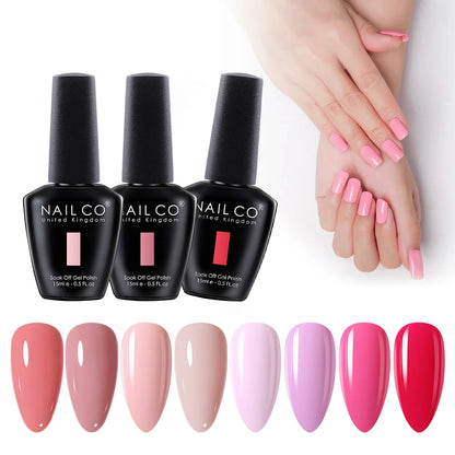 NAILCO 15ml Gel Nail Polish Nude Pink Gellak Color Series Gel Lacquer Set For Nails Glitter UV Nail Art LED Flower Gel Varnishes