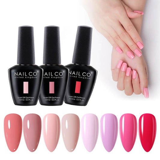 NAILCO 15ml Gel Nail Polish Nude Pink Gellak Color Series Gel Lacquer Set For Nails Glitter UV Nail Art LED Flower Gel Varnishes