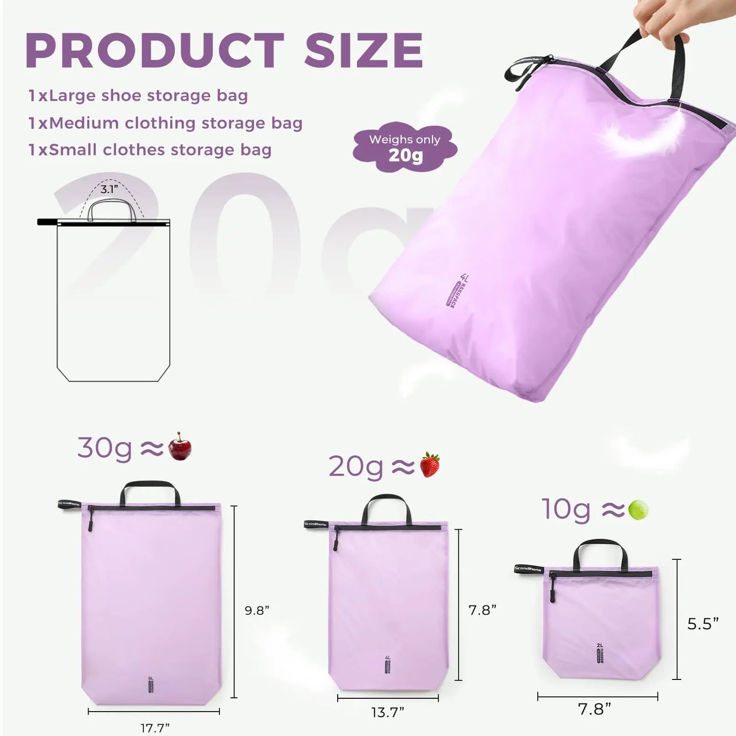 Travel Luggage Organizer Pouch Waterproof Zipper Packing Sacks Translucent Clothes Sorting Bag Suitcase Insert Accessories