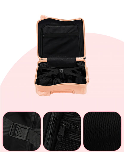 Kids Luggage Lovely Travel Suitcase on Spinner Wheels Sit and Ride Children's Travel Bag Password Carry on Trolley Luggage Bag