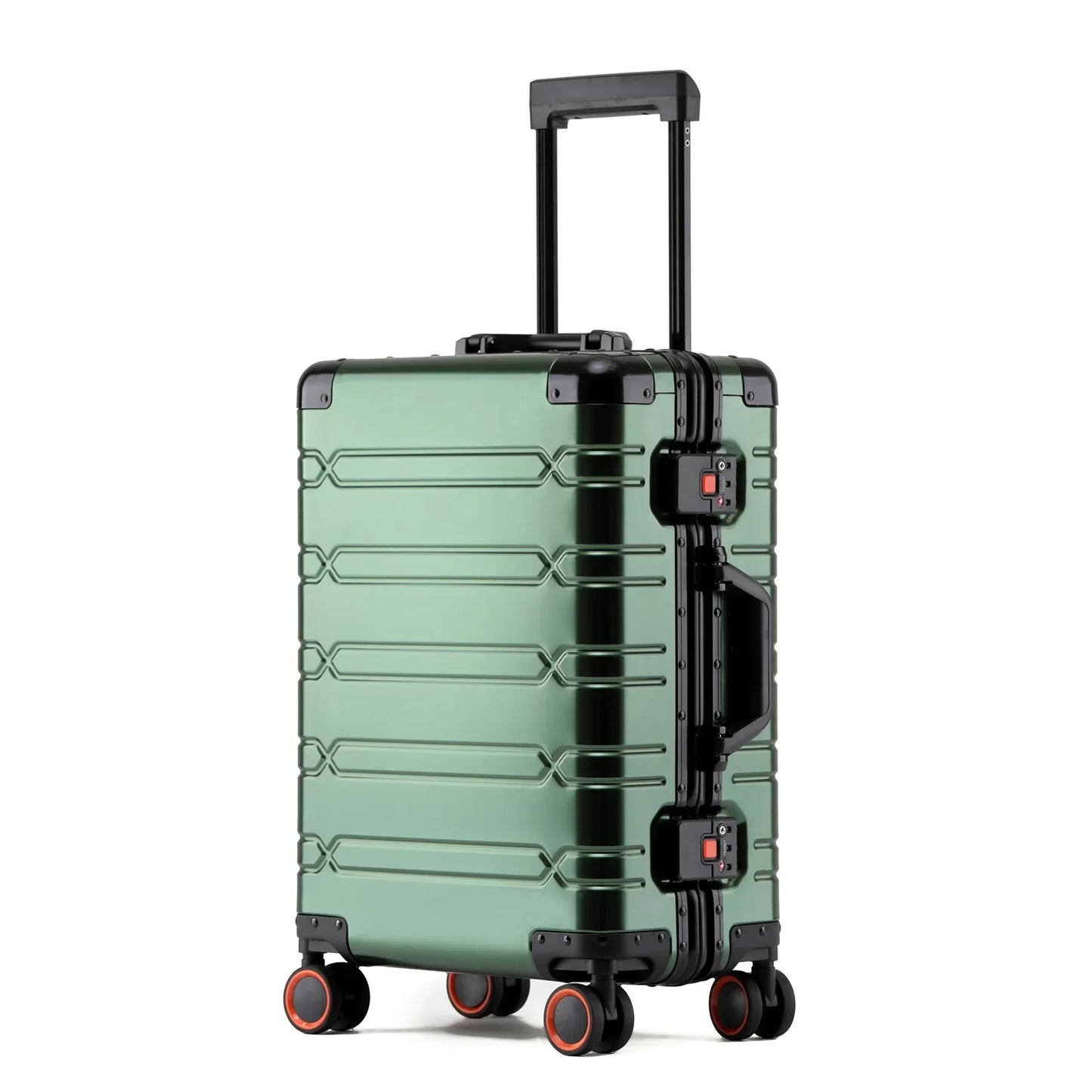 Large-Capacity 100% Aluminum Travel Luggage 20/24/29 Inch 360° Spinner Wheels TSA Lock Carry-On Checked Trolley Suitcase