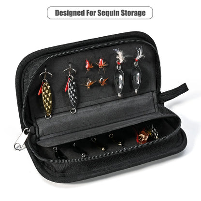 Spoon Spinner Fly Fishing Lures Bag Baits Storage Carrying Case Lure Storage Wallet With Zipper Nylon Green Cloth Tackle Bag