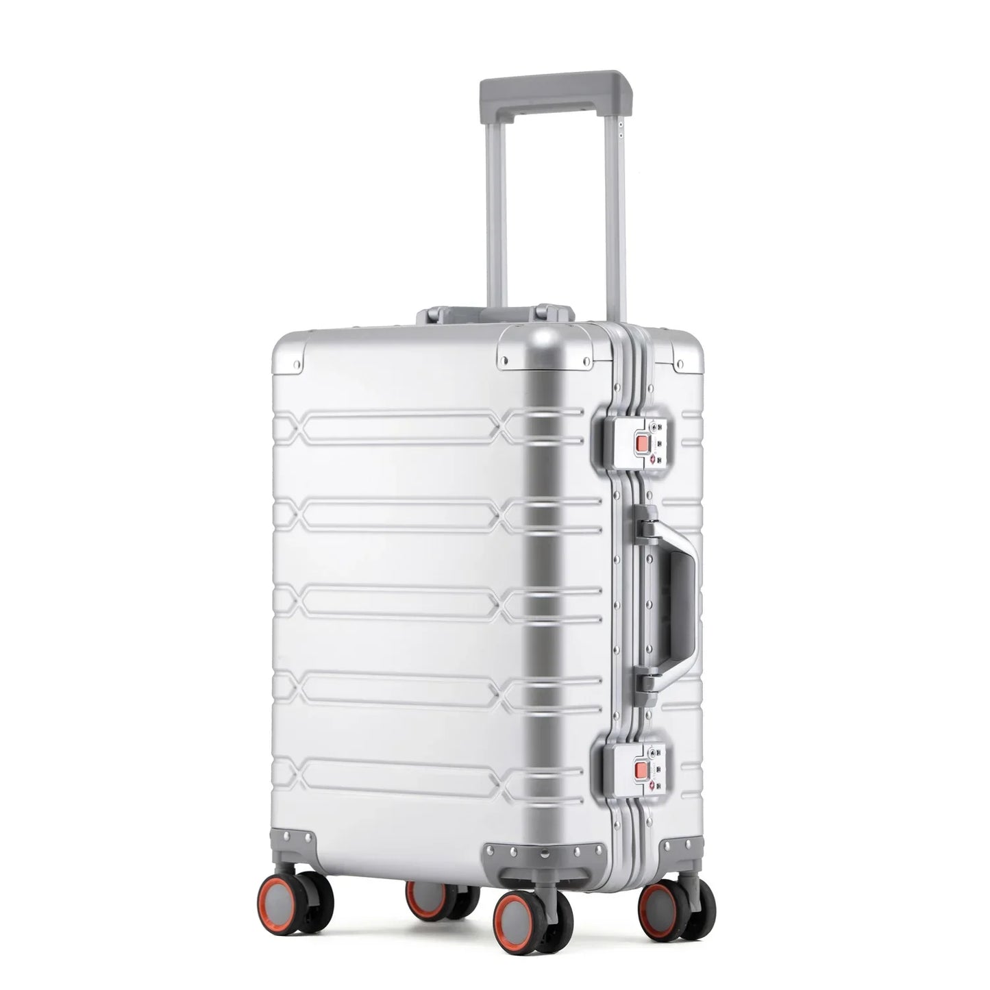 Large-Capacity 100% Aluminum Travel Luggage 20/24/29 Inch 360° Spinner Wheels TSA Lock Carry-On Checked Trolley Suitcase