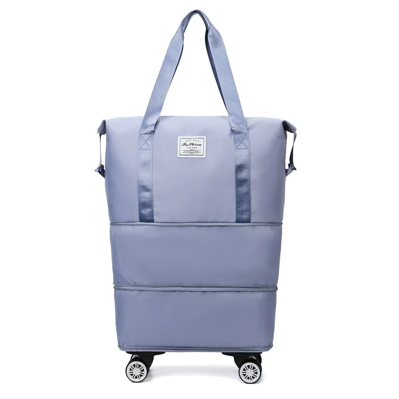 Large Capacity Travel Bag with Spinner Wheels Waterproof Wet Dry Separation Expandable Luggage for Students Business Maternity