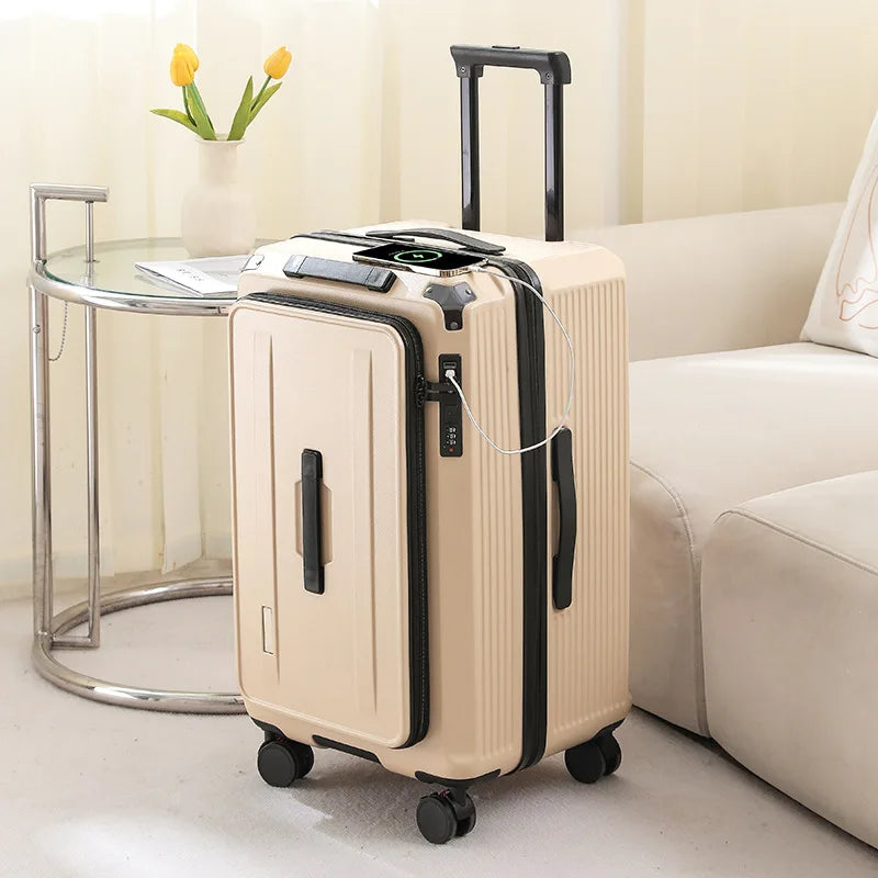 Expandable Luggage, Large-Capacity Thickened Trolley Case, 24-inch Travel Suitcase, Luggage with Combination Lock, Sturdy and Durable