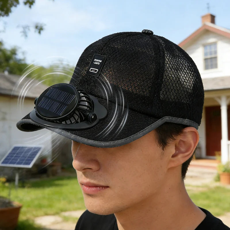 Solar Fan Hat For Men Women Uv Protection Sun Hat With Fan Usb Cooled Outdoor Cap Adjustable Double Face Shield Summer Space Hat
