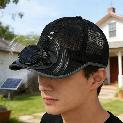 Solar Fan Hat For Men Women Uv Protection Sun Hat With Fan Usb Cooled Outdoor Cap Adjustable Double Face Shield Summer Space Hat