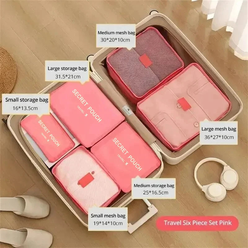 6pcs Travel Luggage Storage Bags, Versatile Lightweight Storage Pouch, Dustproof Duffle Bag