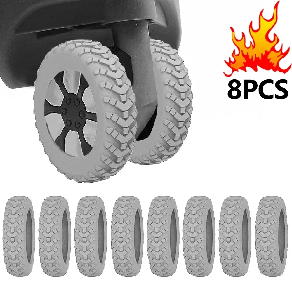 8PCS Luggage Wheels Protector Silicone Wheels Caster Shoes Travel Luggage Suitcase Reduce Noise Wheels Guard Cover Accessories