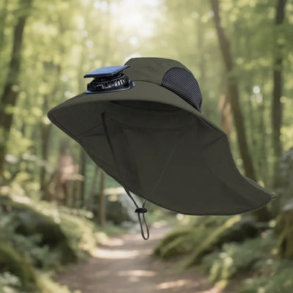 Solar Fan Hat for Men Outdoor Fishing Sun Hat with Cooling Fans Breathable Summer Cap