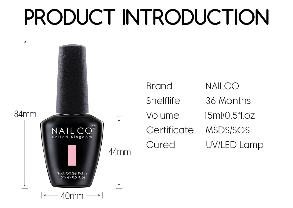 NAILCO 15ml Gel Nail Polish Nude Pink Gellak Color Series Gel Lacquer Set For Nails Glitter UV Nail Art LED Flower Gel Varnishes