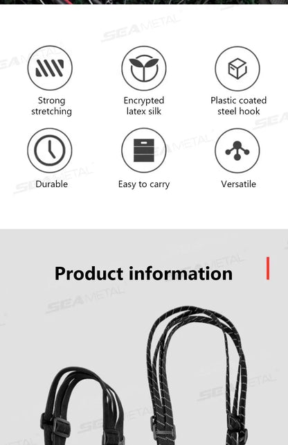 BLALION Motorcycle Luggage Strap Universal Elastic Suitcase with Safety Hook-Versatile Helmet Mesh Gear Transport Durable Sleek