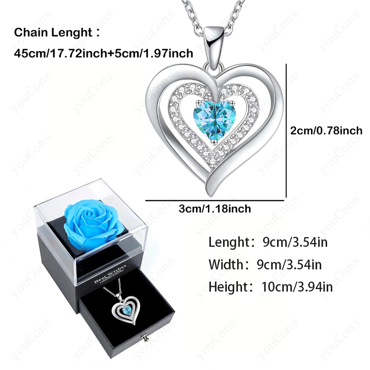 Zircon Heart Pendant Necklace With Rose Bow Box 2025 New Jewelry Set For Girlfriend Mother Christmas Anniversary Valentine Gift