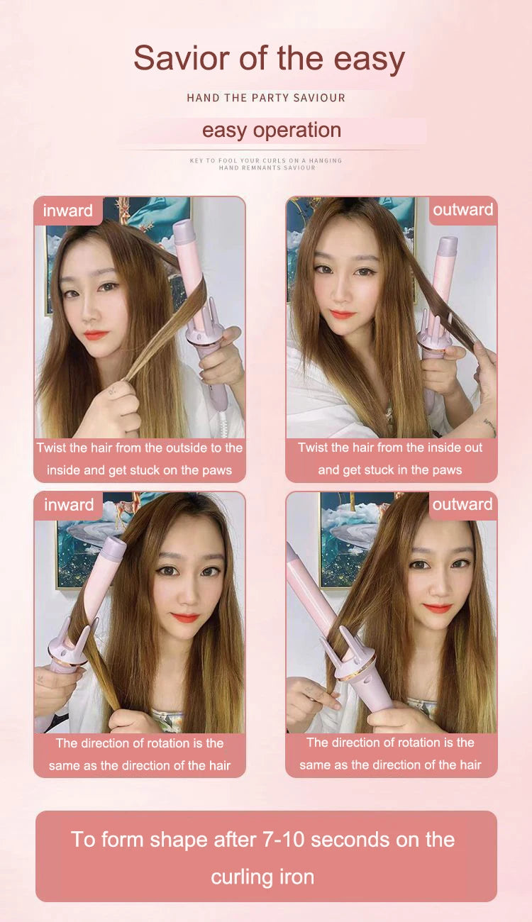 Auto Rotating Hair Curler Air Curler Spin Curl Ceramic Curling Iron Automatic Curling Wand Electric Hair Waver Iron Styler