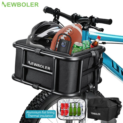 NEWBOLER E-Bike Luggage Rack Bag Heavy Metal Large Capacity Bicycle Rear Rack Basket Outdoor Travel Shopping MTB Road Bicycle