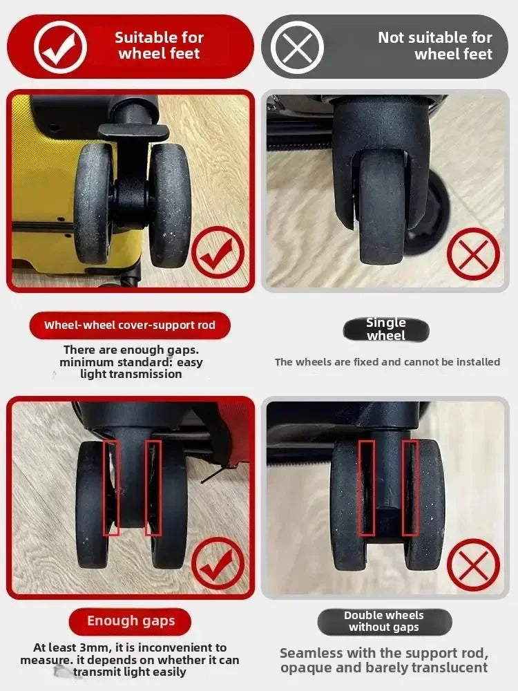 8PCS Luggage Wheels Protector Silicone Wheels Caster Shoes Travel Luggage Suitcase Reduce Noise Wheels Guard Cover Accessories