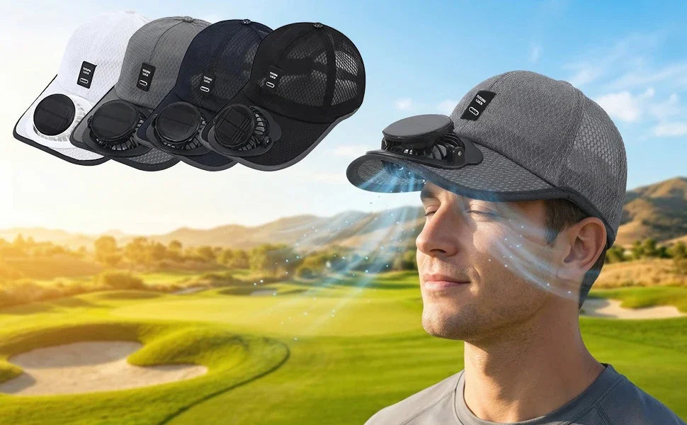 Solar Powered Fan Hat Cooling Baseball Hat Fishing Camping Beach Hats with Solar Fans Summer USB Charging Sun Hats for Men Women