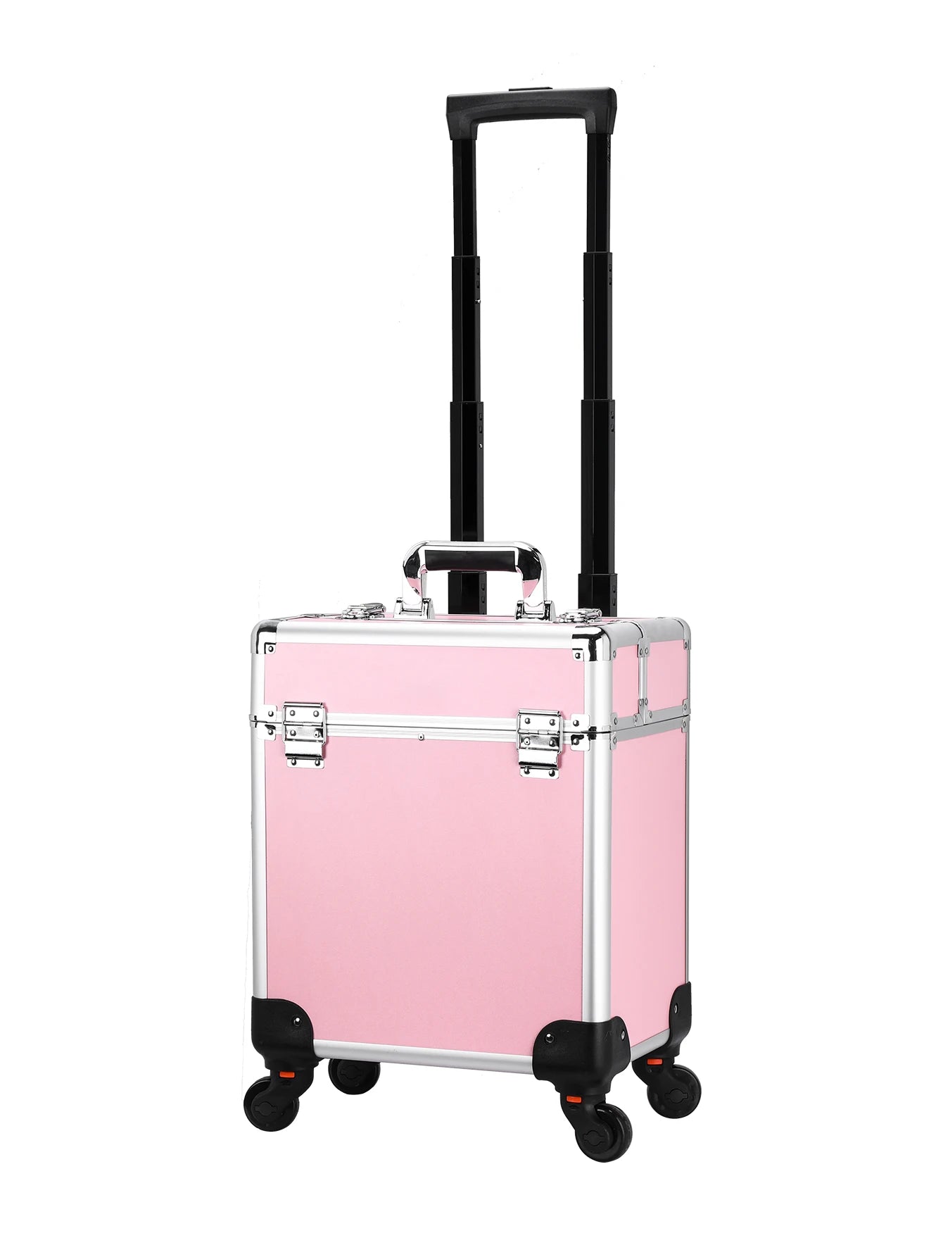 Aluminum Rolling Makeup Case Lockable Cosmetic Salon Organizer Trolley Case with Trays