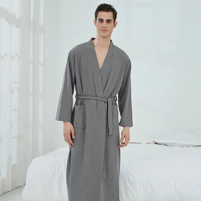 Bathrobe for Men Woman Long Absorbent Terry Bath Robe Kimono Men Towel Bathrobe Solid Sleepwear Women Dressing Gown