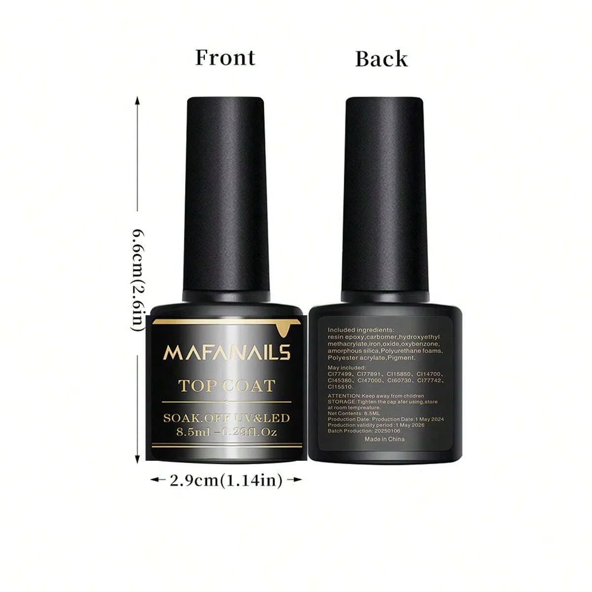 2pcs 8.5ml Base Coat & Top Coat Gel Nail Polish Set - Long Lasting Soak Off LED Nail Lamp Gel Base Top Coat Finish Nail Varnish