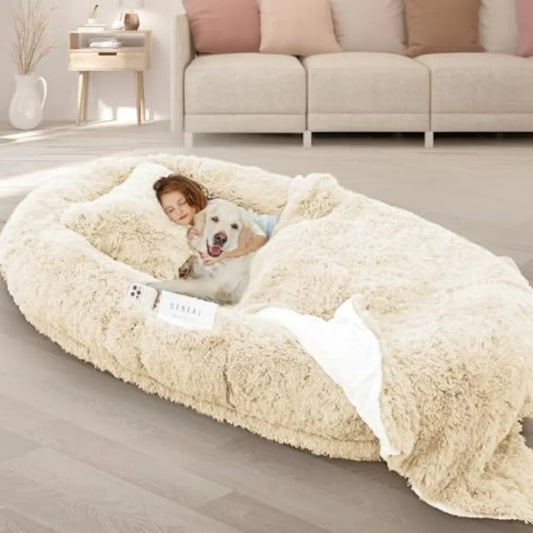 Human Dog Bed 71''x45''x12'' Size Fits Adult and Pet Washable Giant People Bed 10 CM Thick Memory Foam Large Oversize Pet Bed w