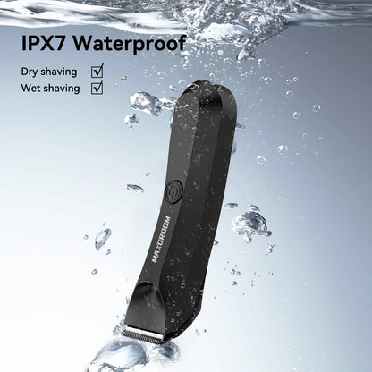 MAXGROOM Body Hair Trimmer Shaver for Men Ball Trimmer for Groin Pubic Replaceable Ceramic Blade Electric Razor Waterproof