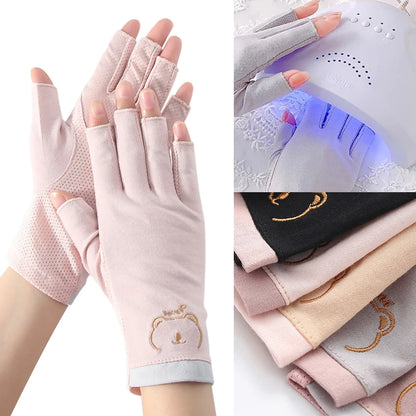 1 Pair Professional Anti UV Gloves for Nail Lamp Light Manicure Gloves 4Colors UV Protection Glove Elastic Breathable Salon Tool