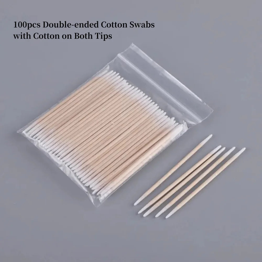 50/100/300/500 Nails Wooden Tip Cotton Stick Buds Disposable Ultra-Detail Corrector Nail Polish Remover Clean Sticks Manicure Tools