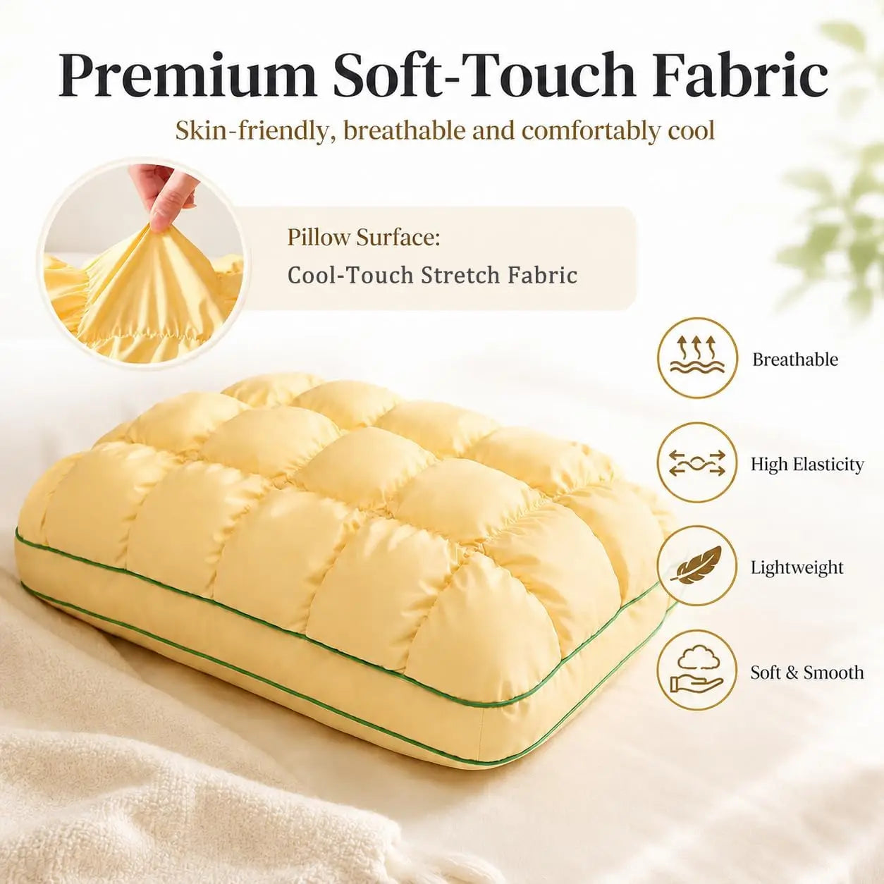 Marshmallow-Soft Pillow for Adults, Soft Cloud-Like Fluffy Pillow for Sleeping, Bedroom, Side and Back Sleepers (FREE Robe and Eye Mask)