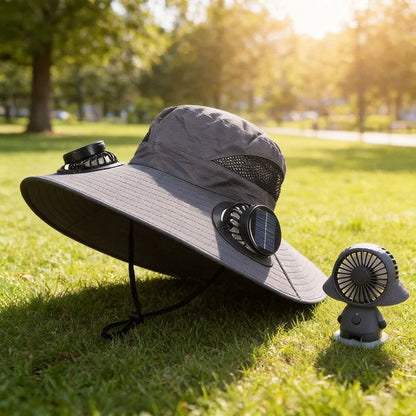 Solar Fan Hat Portable Solar Charging Cap with Fan for Outdoor Camping Fishing Hiking Sunscreen Fisherman Hat