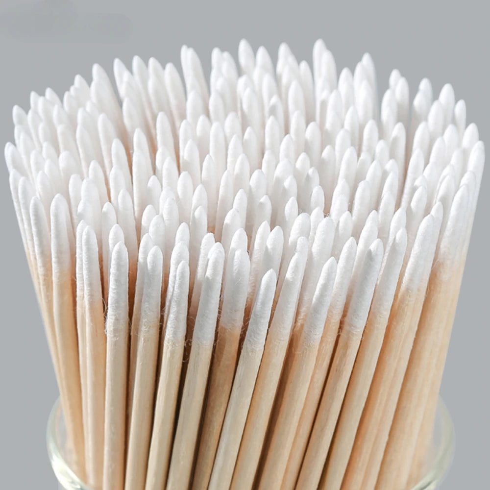 50/100/300/500 Nails Wooden Tip Cotton Stick Buds Disposable Ultra-Detail Corrector Nail Polish Remover Clean Sticks Manicure Tools