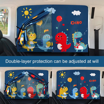 New 2 Layers Telescopic Magnetic Car Window Shades Mosquito Net Sun Cover Sunshade Uv Protection Block Mesh Curtain for Kid Baby