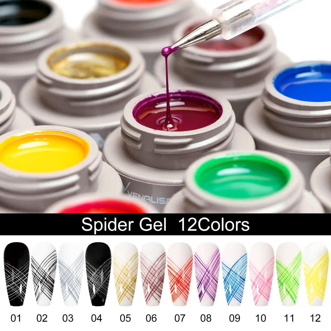 Venalisa 8ml UV LED Nail Art Gel Professional Nail Paint Polish Lacquer Emboss Liner Spider Gels for Perfect Manicure