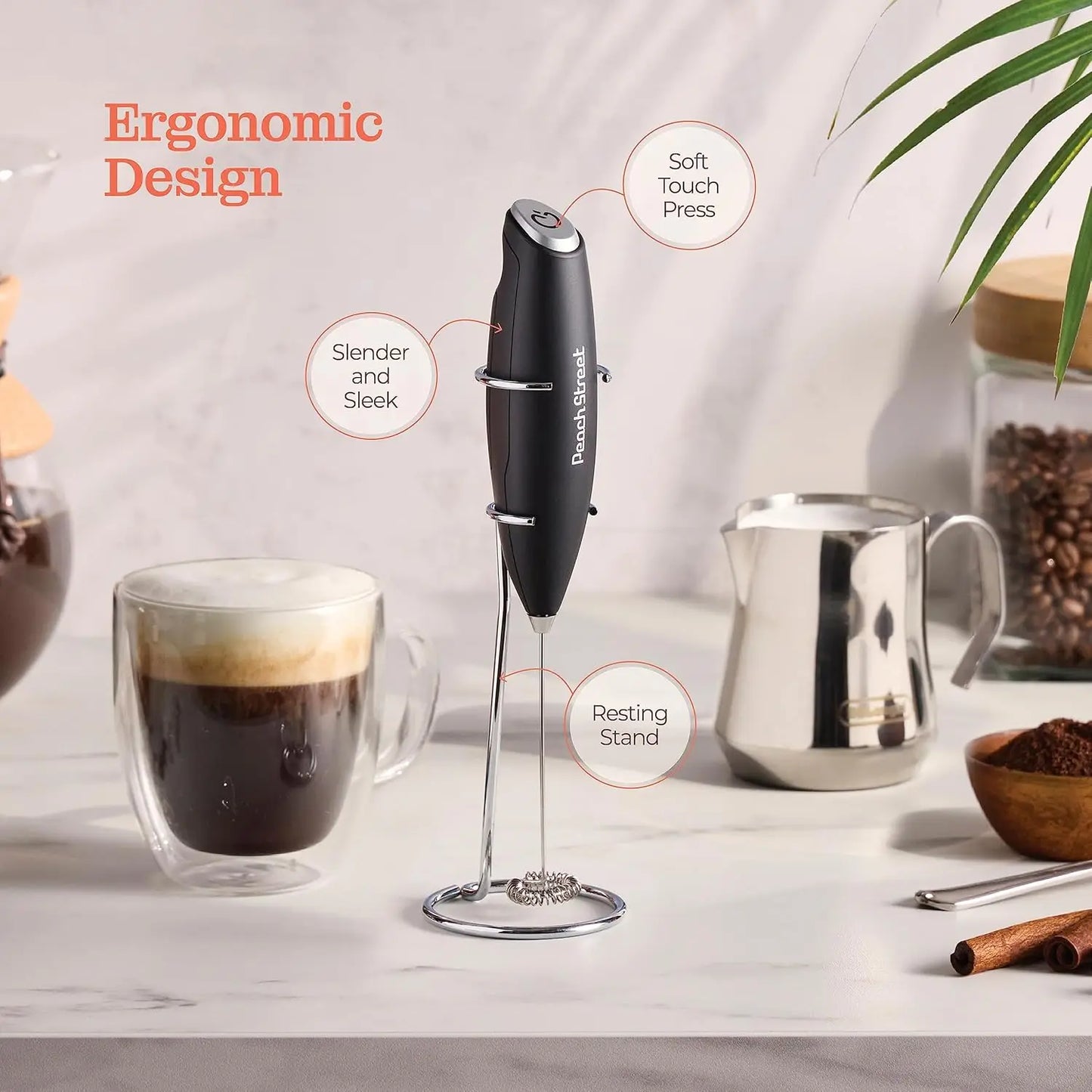 Mini Milk Frother Wand, Battery Operated Stainless Steel Mixer for Coffee, Lattes, Cappuccino