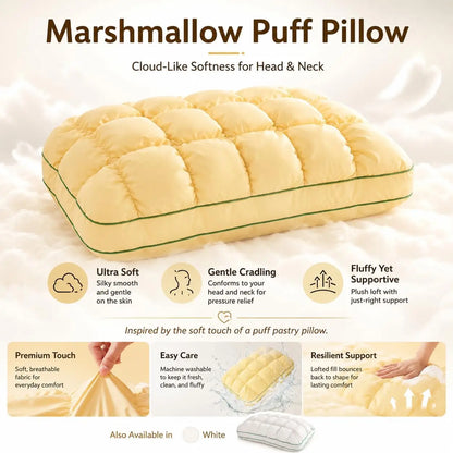 Marshmallow-Soft Pillow for Adults, Soft Cloud-Like Fluffy Pillow for Sleeping, Bedroom, Side and Back Sleepers (FREE Robe and Eye Mask)
