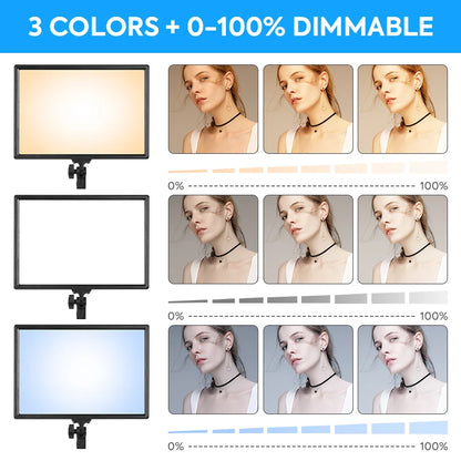 17"/43cm Led Video Lamp Panel Display CRI 95+ Photography Lighting With 2M Stand Remote Light For Beauty Makeup Studio Light Set