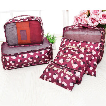 6pcs Travel Organizer Set Suitcase Storage Bag Portable Clothes Underwear Shoes Cubes For Travels Makeup Bags Luggage Organizers