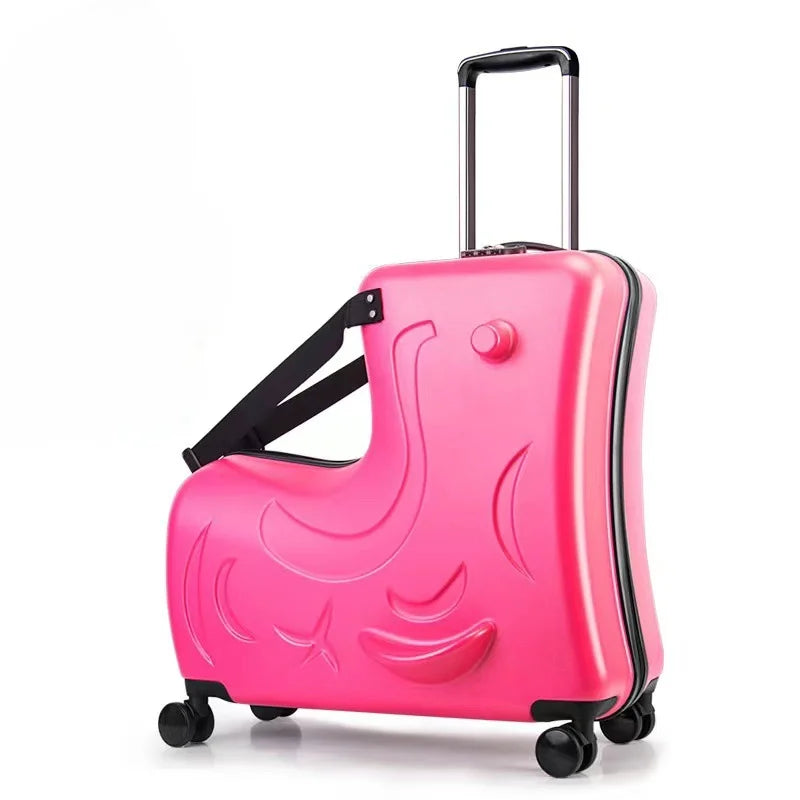 Kids Scooter Suitcase Cartoon Sit & Riding Luggage with 360° Swivel Wheel Pedal Removable Seat Belt Cabin Luggage for Boy Girl