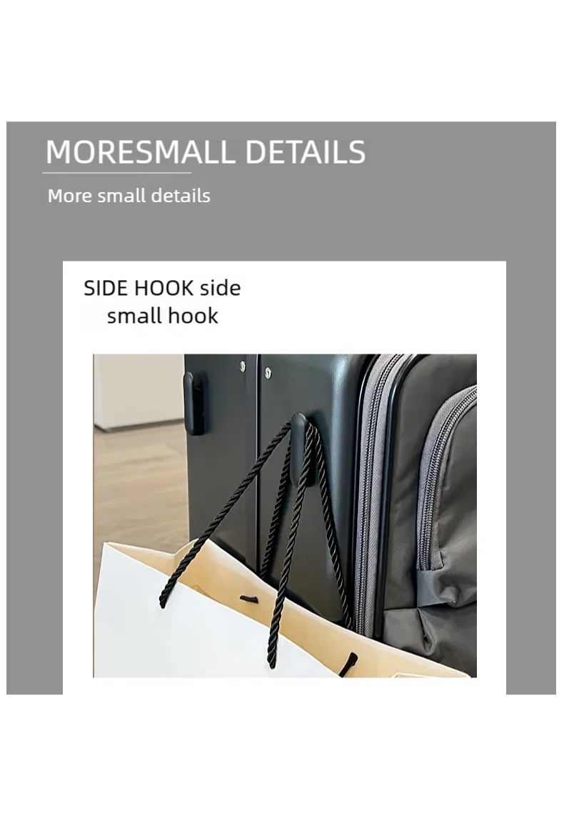 Front Opening Luggage Aluminum Frame Softside Luggage with Spinner Wheels Men Carry-On Luggage Women Travel Trolley Case 20 Inch