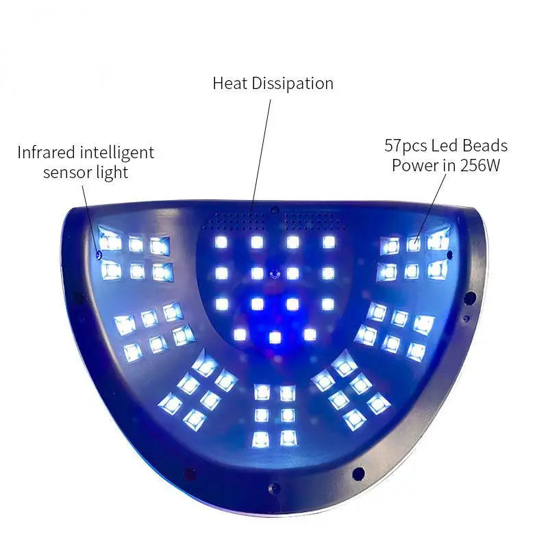 256W UV LED Nail Lamp - Fast Curing Smart Sensor Light, Professional Gel Polish Dryer with Handle for Home Salon Use