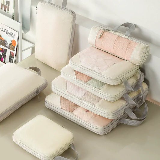  Travel Storage Bag 5-piece Set With Mesh Compression Storage Bag  Luggage Organizer Bag  Space Saving Portable Set