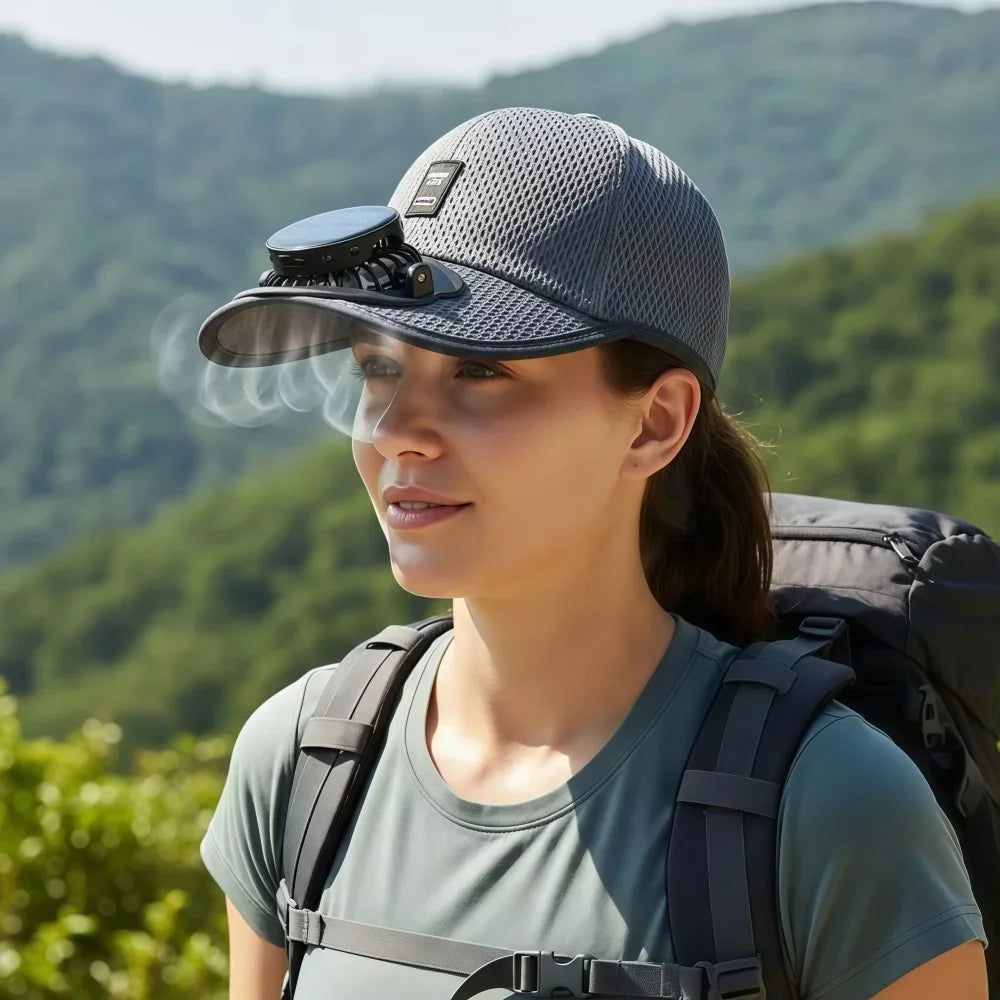 Solar Powered Fan Hat Cooling Baseball Hat Fishing Camping Beach Hats with Solar Fans Summer USB Charging Sun Hats for Men Women