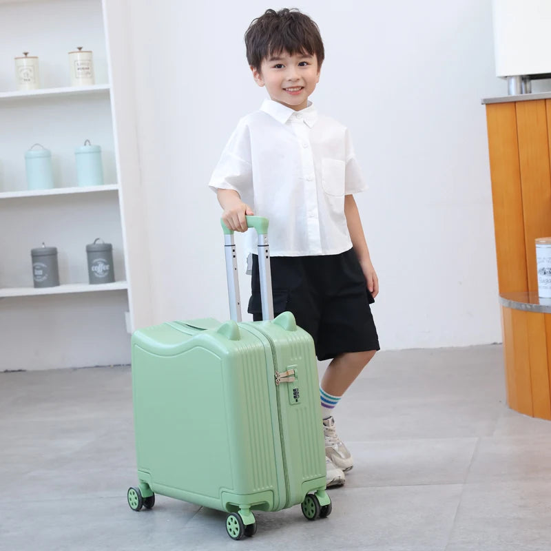 Kids Luggage Lovely Travel Suitcase on Spinner Wheels Sit and Ride Children's Travel Bag Password Carry on Trolley Luggage Bag